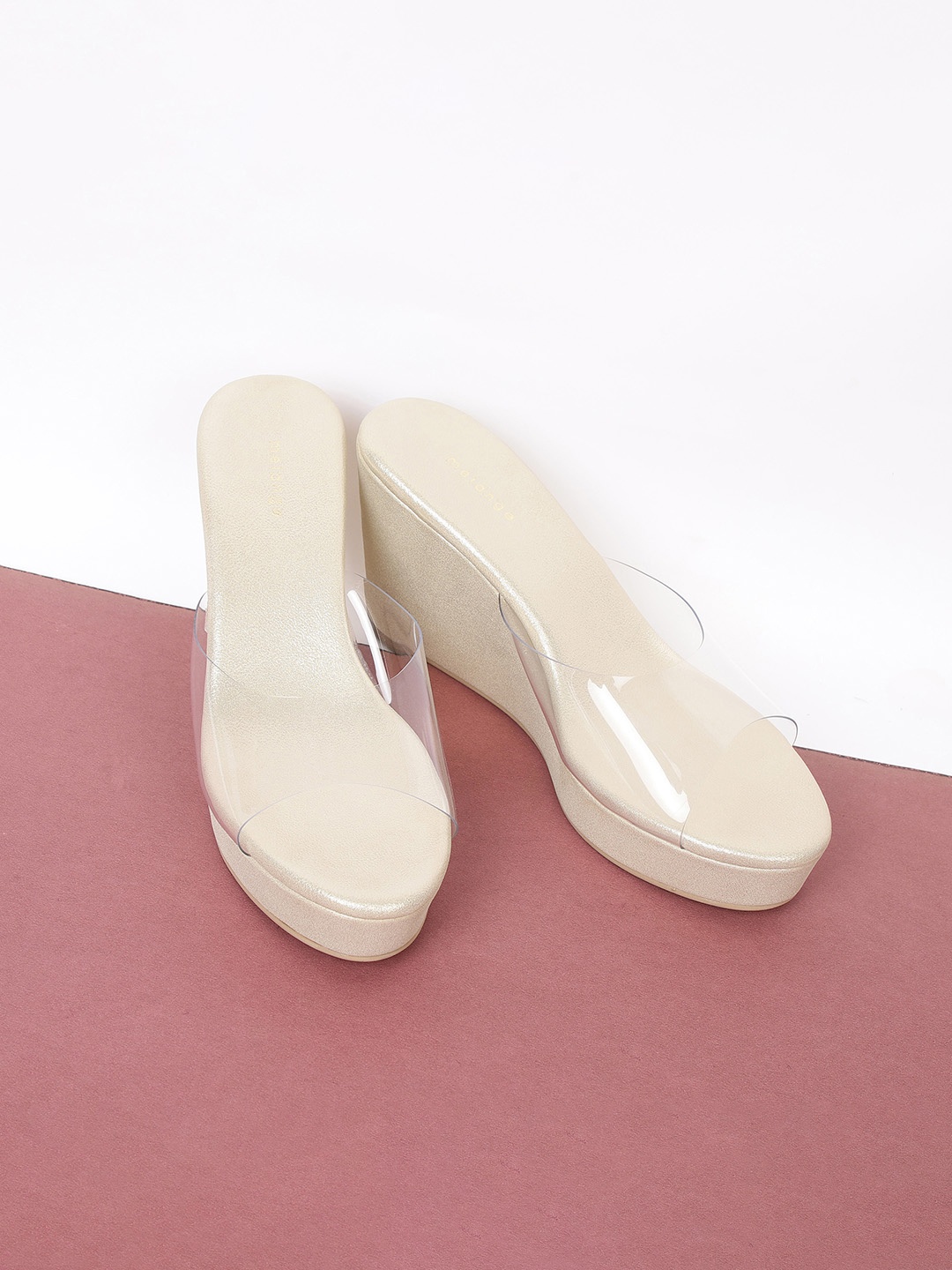 

Melange by Lifestyle Gold-Toned Wedge Mules
