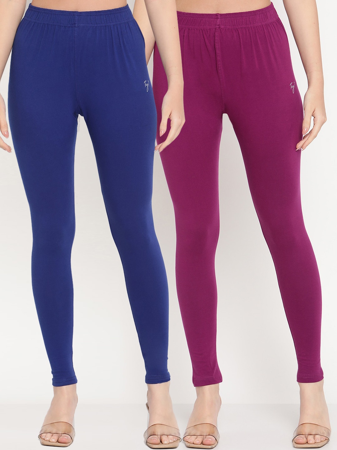 

TAG 7 Women Pack Of 2 Purple & Blue Solid Ankle-Length Leggings