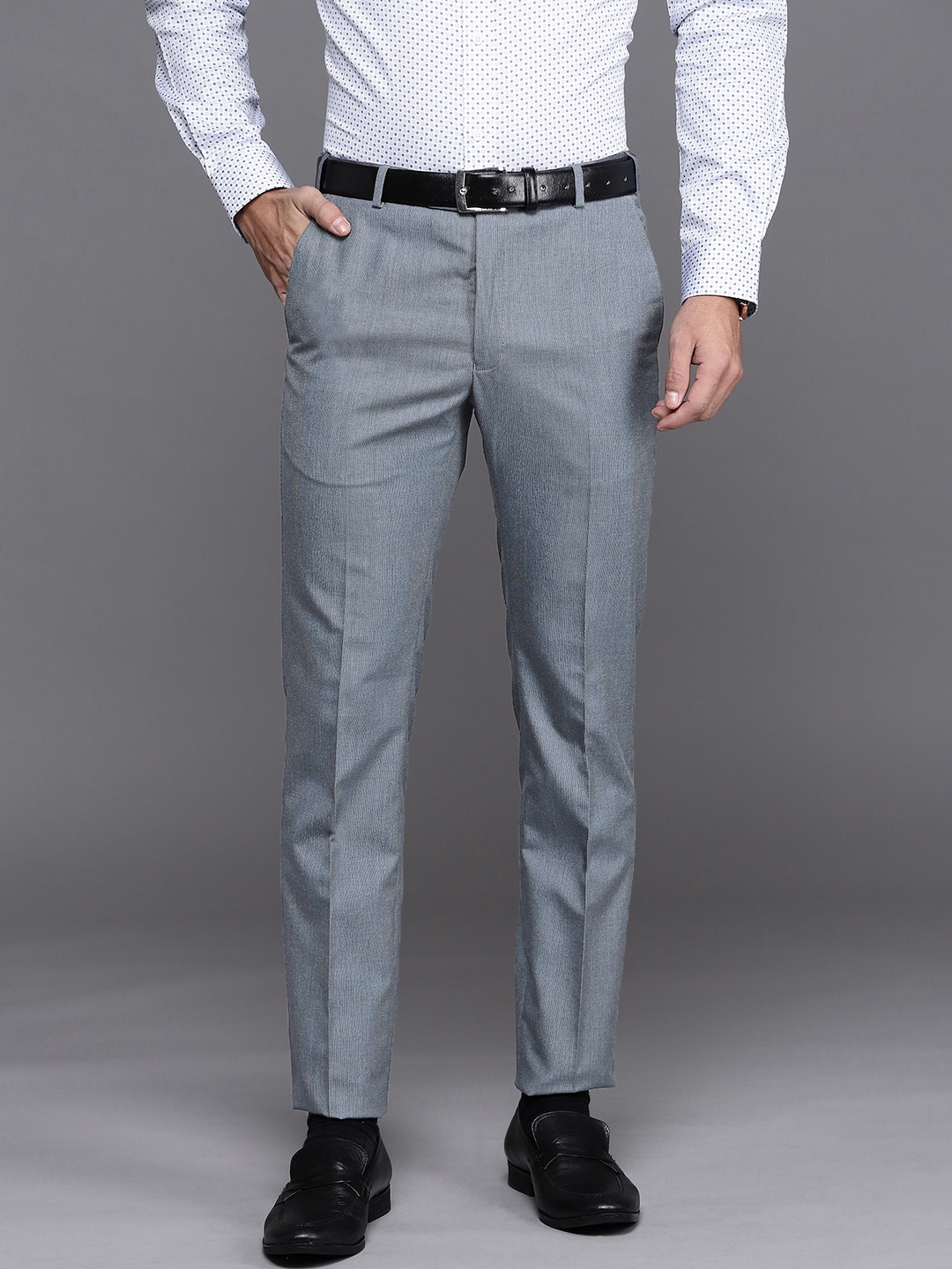 

Raymond Men Grey Solid Trousers