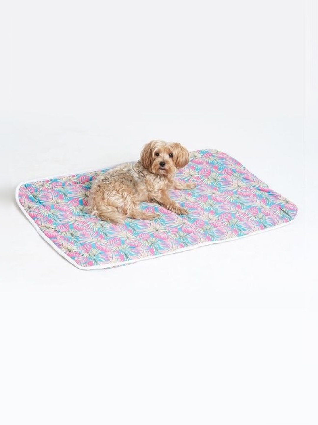

thepawpstarco Pink & Blue Tropical Printed Pet Mat