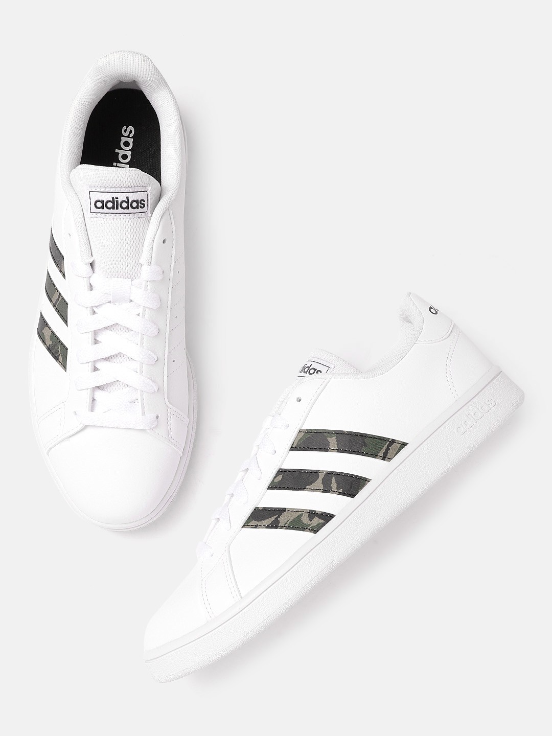 

ADIDAS Men White & Black Grand Court Base Sneakers