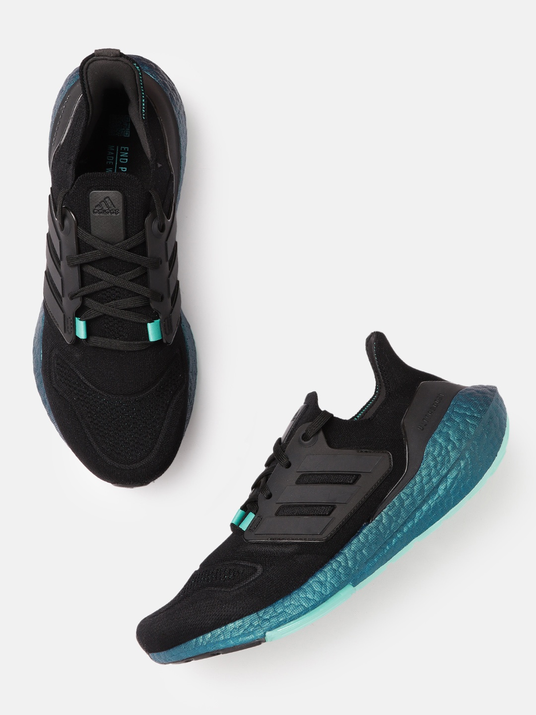 

ADIDAS Men Black Woven Design Ultraboost 22 Running Shoes