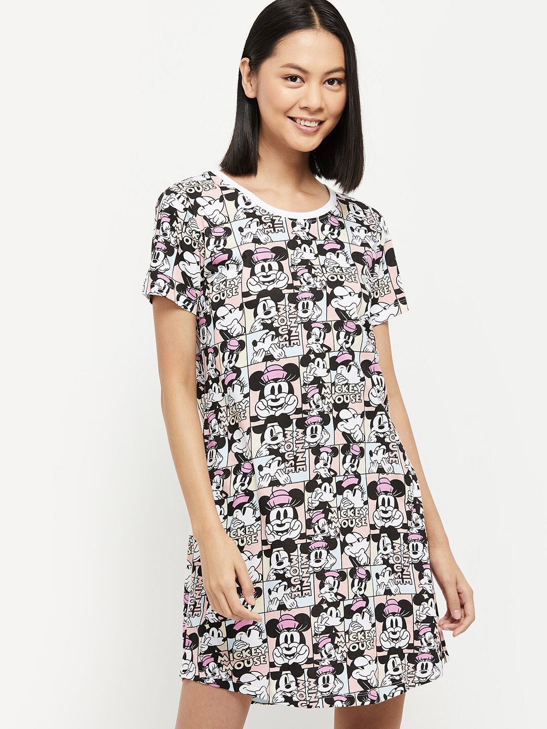 

max White Printed Pure Cotton T-Shirt Nightdress