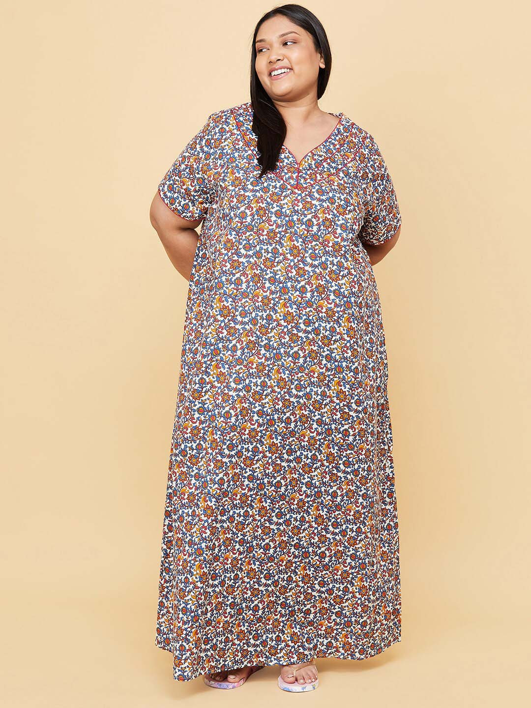 

max Plus Size Women Pink Printed Maxi Nightdress