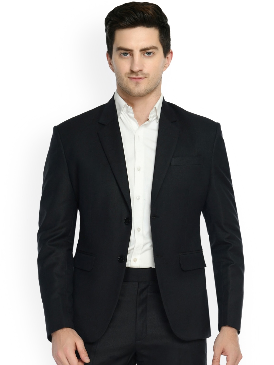 

TrulyFeb Men Black Solid Single-Breasted Formal Blazer
