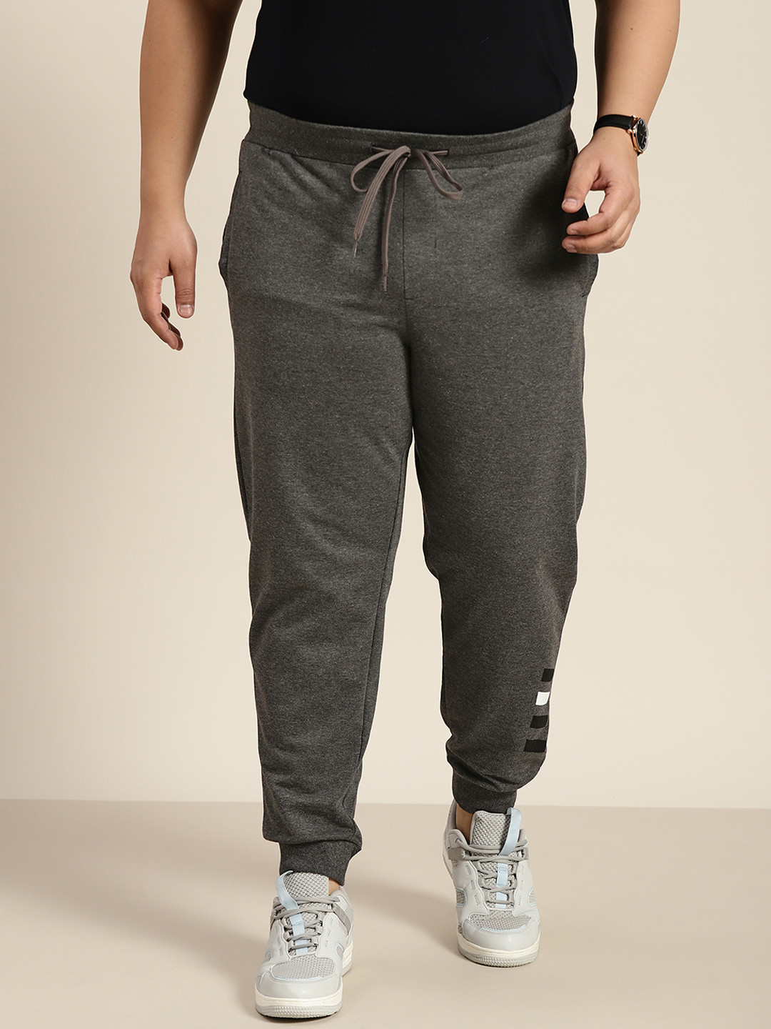 

Sztori Men Plus Size Charcoal Grey Melange Solid Joggers