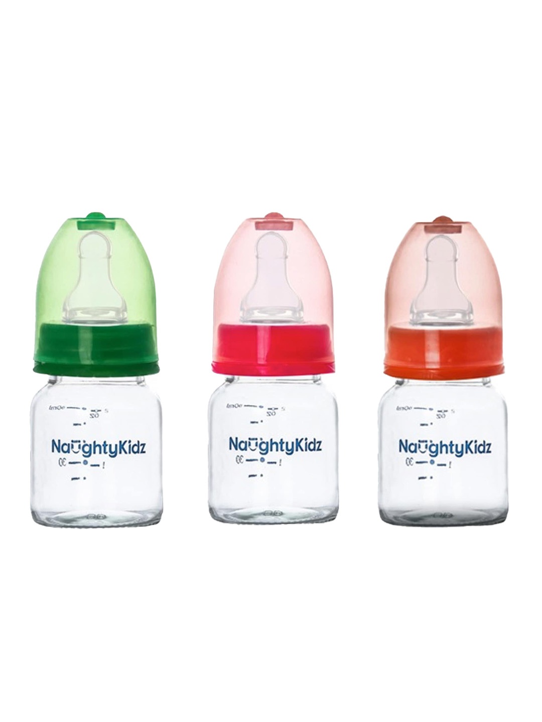 

NAUGHTY KIDZ Kids Pack of 3 Anti-Colic Baby Feeding Bottles 60ml Each, Orange