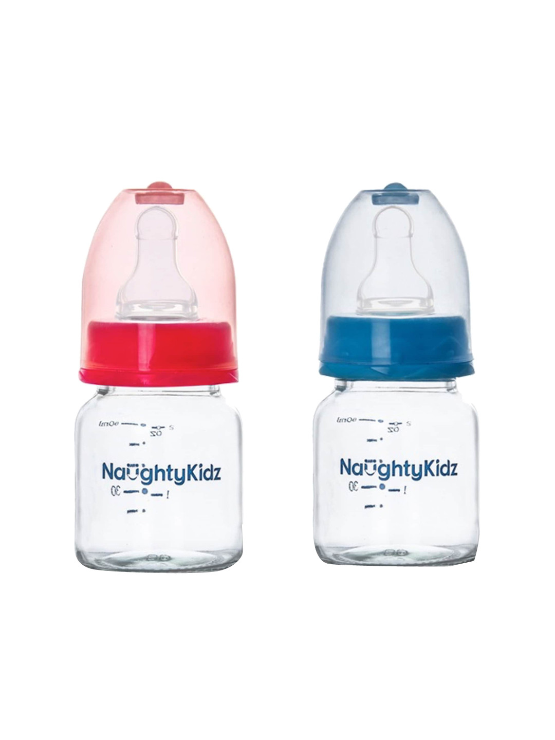 

NAUGHTY KIDZ Infant Kids Pack of 2 Anti-Colic Glass Feeding Bottle, Pink