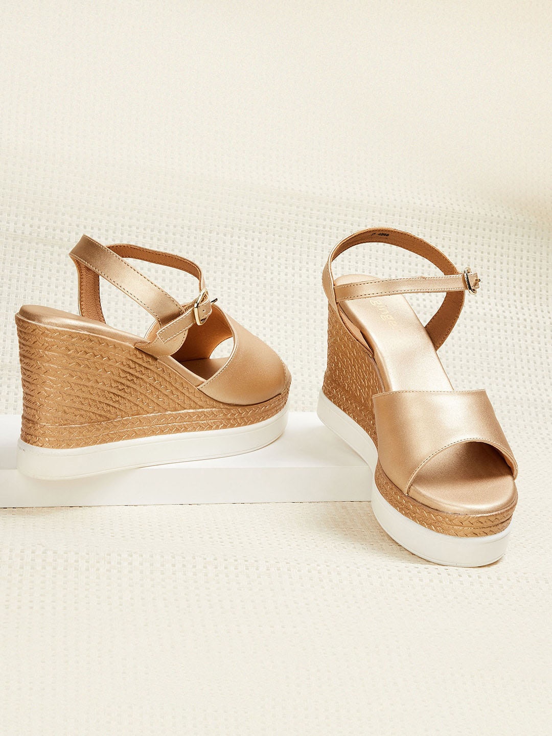 

Ginger by Lifestyle Women Gold-Toned Wedge Sandals