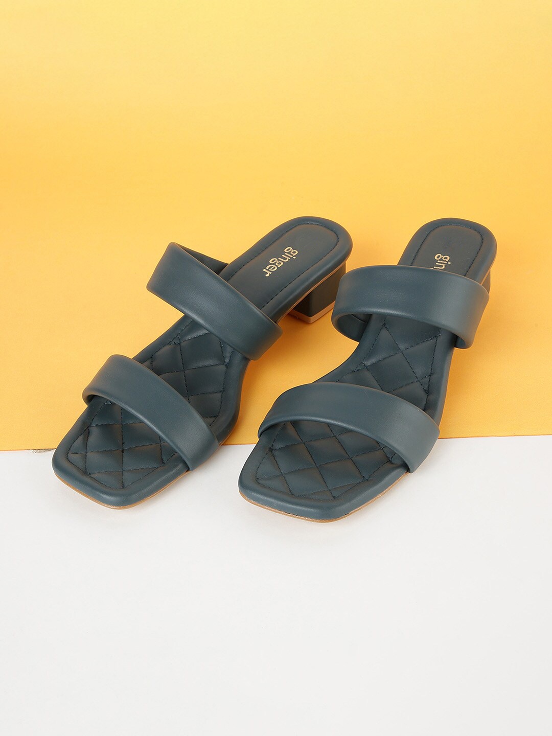 

Ginger by Lifestyle Blue Open Back Block Heels