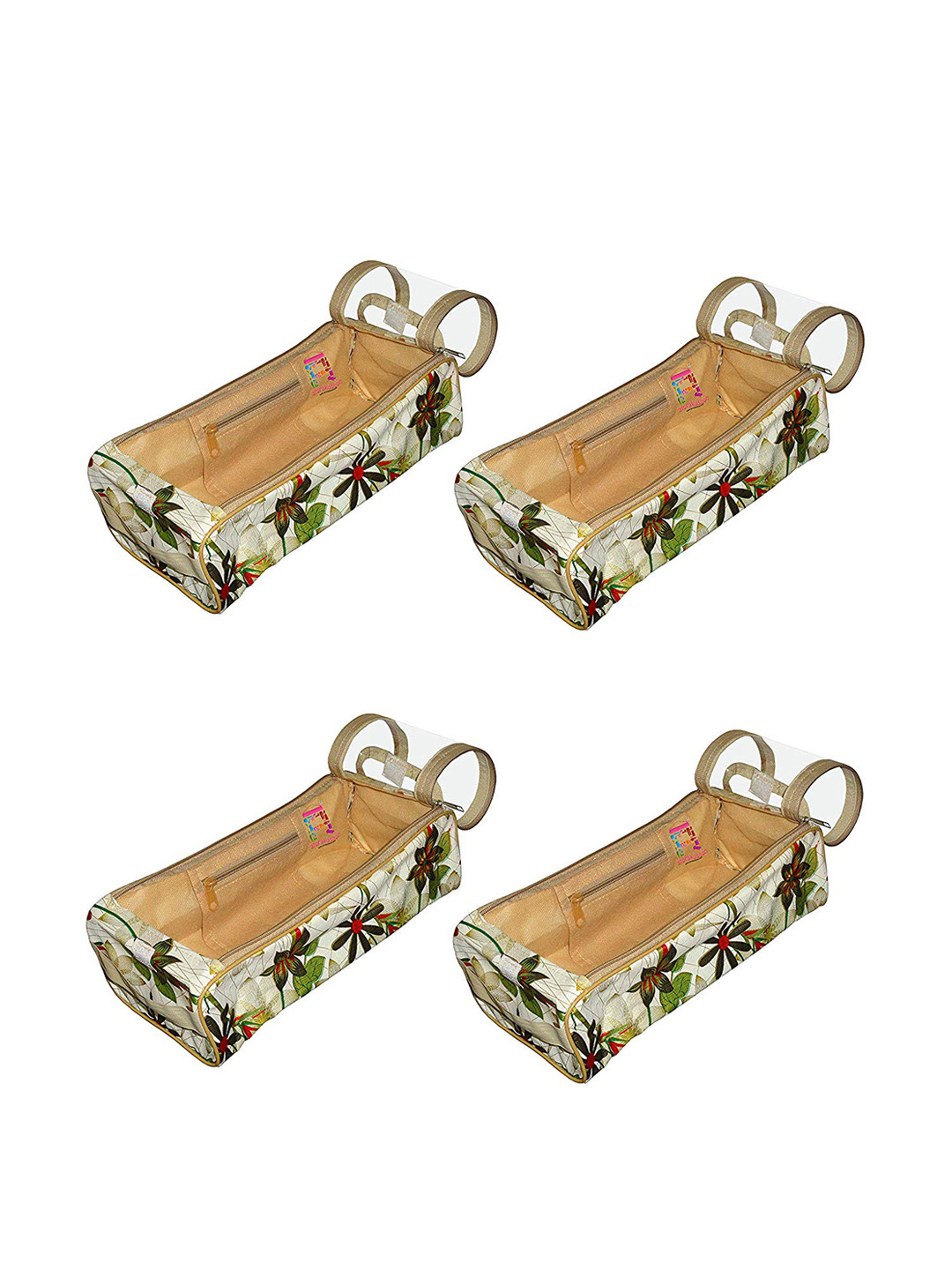 

atorakushon Set Of 4 Printed Shoe Organisers, Brown