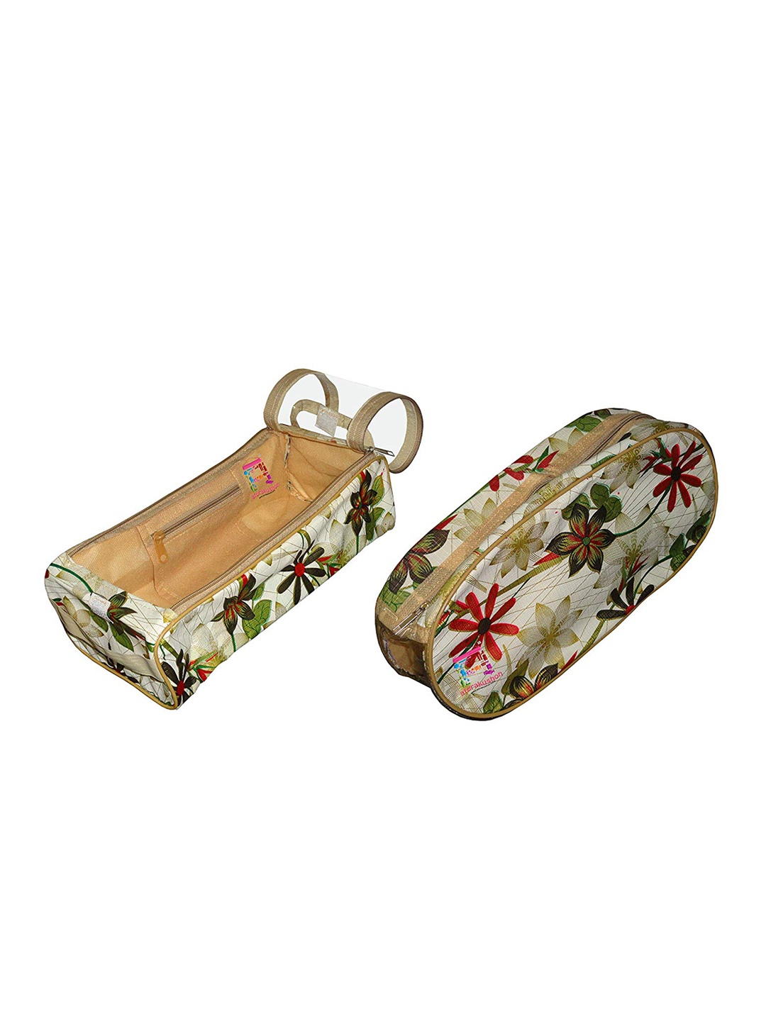 

atorakushon Set Of 2 White Floral Printed Shoe & Slipper Organiser