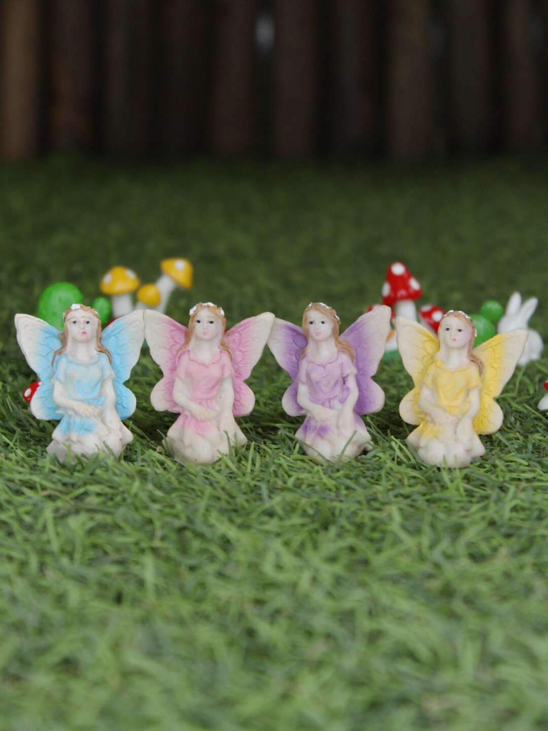 

Wonderland Set of 4 Fairy Dolls Miniature Garden Accessories, Pink