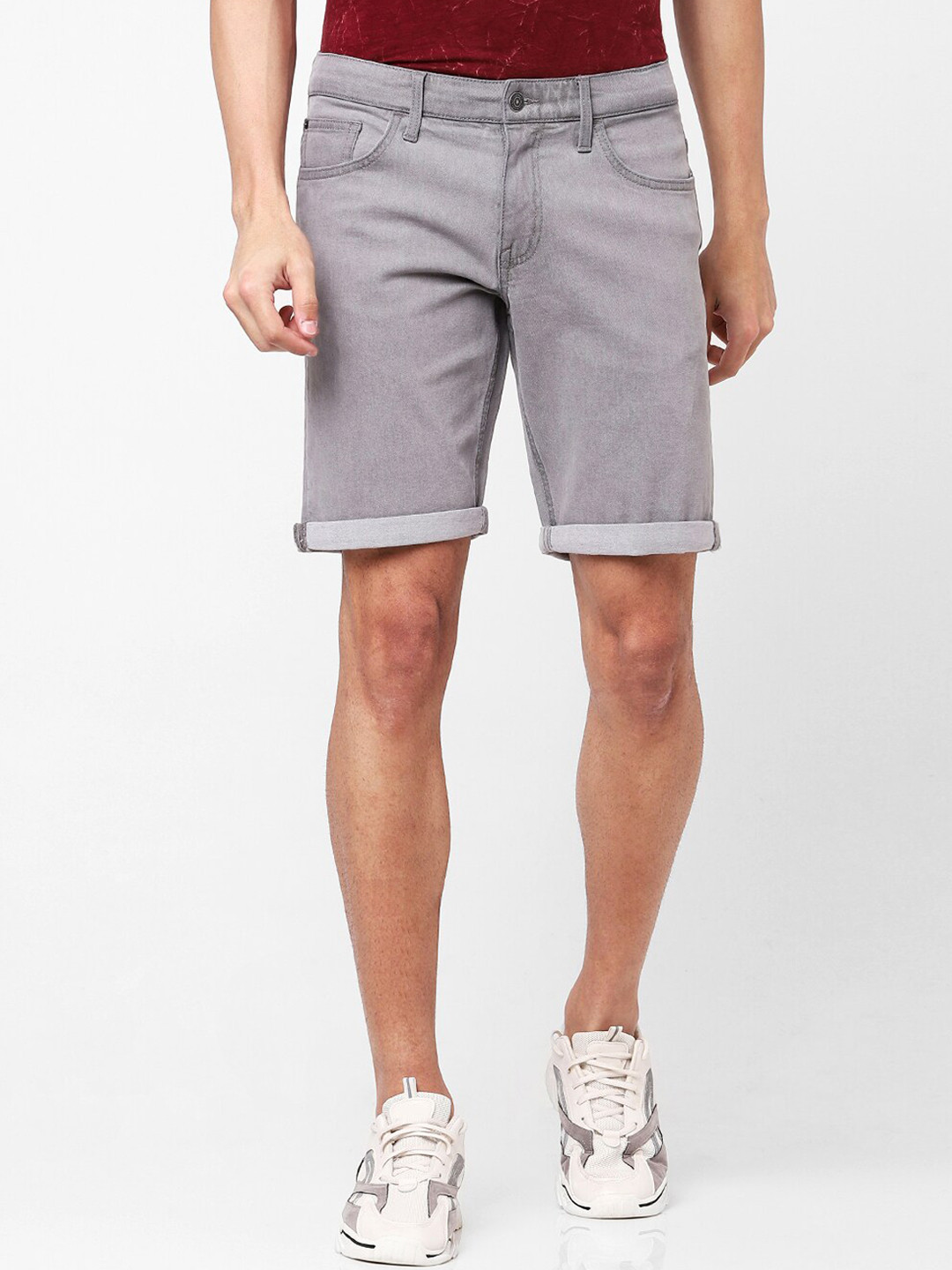 

Celio Men Grey Slim Fit Shorts