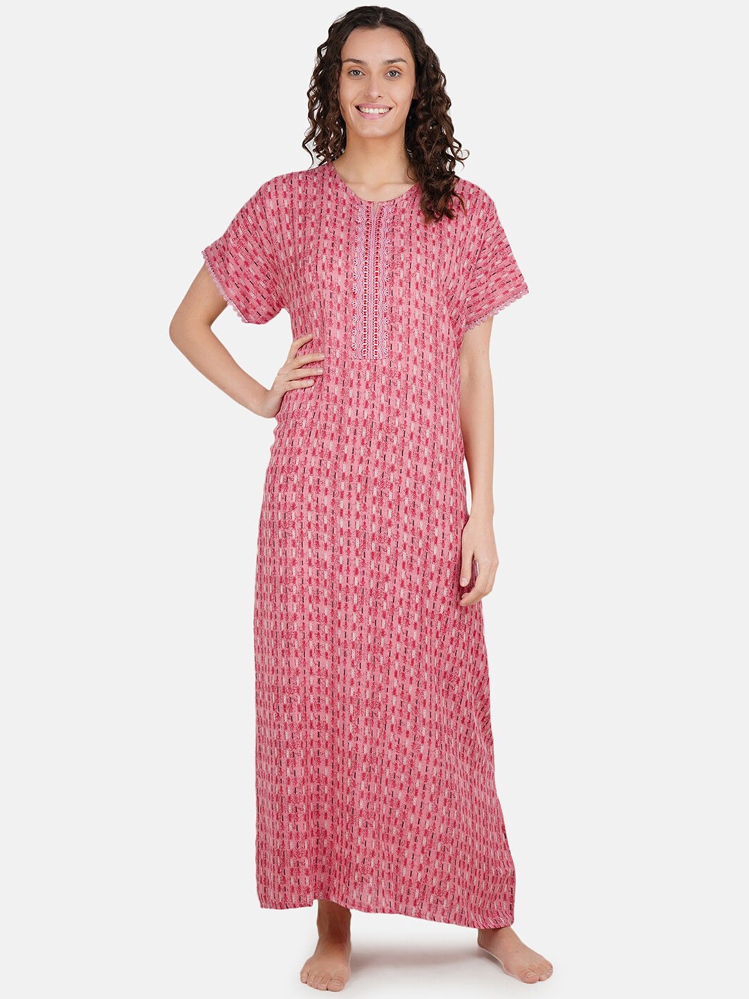 

KOI SLEEPWEAR Pink Printed Maxi Nightdress