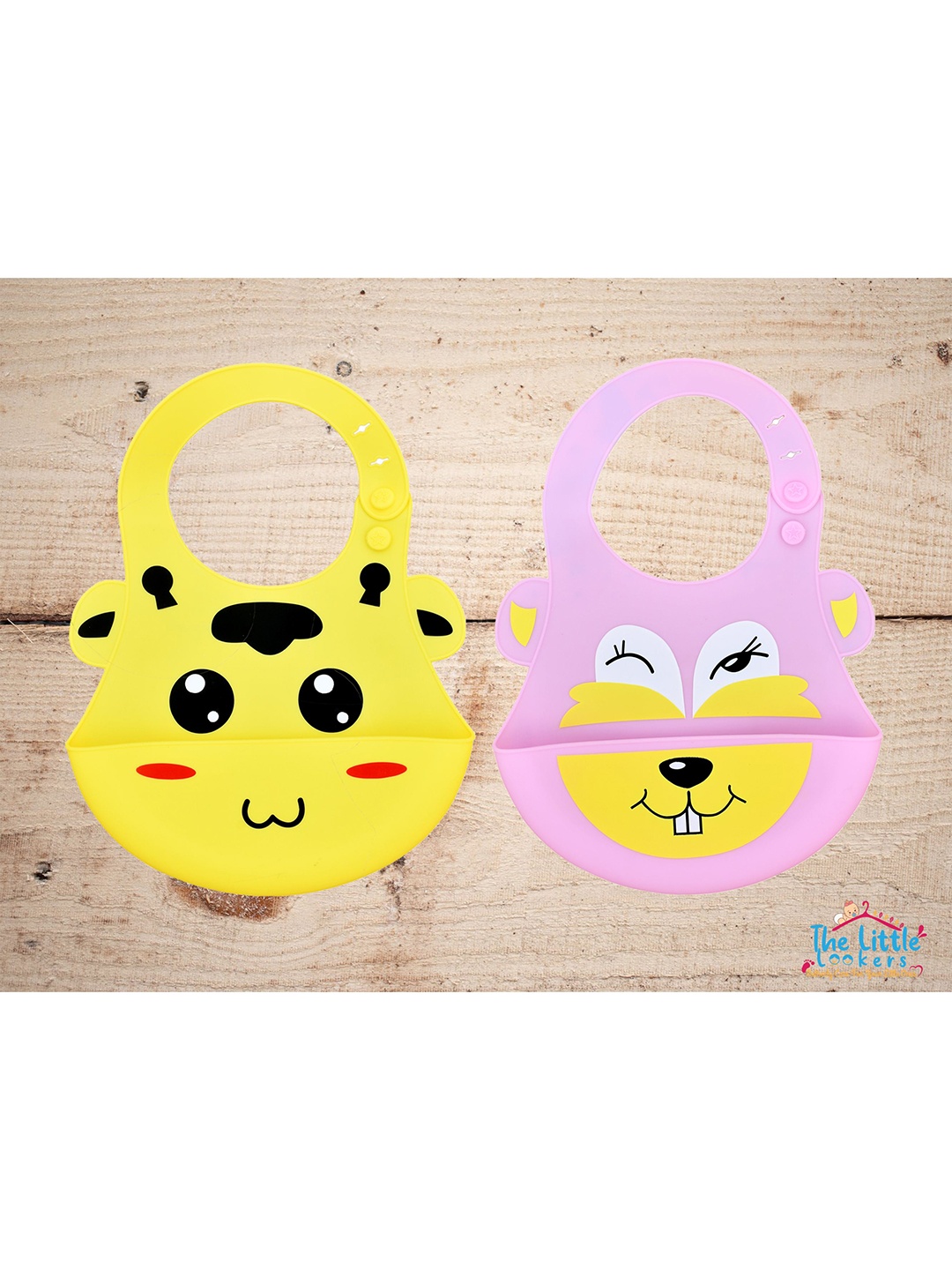 

The Little Lookers Infants Pack Of 2 Yellow & Pink Printed Waterproof Bibs