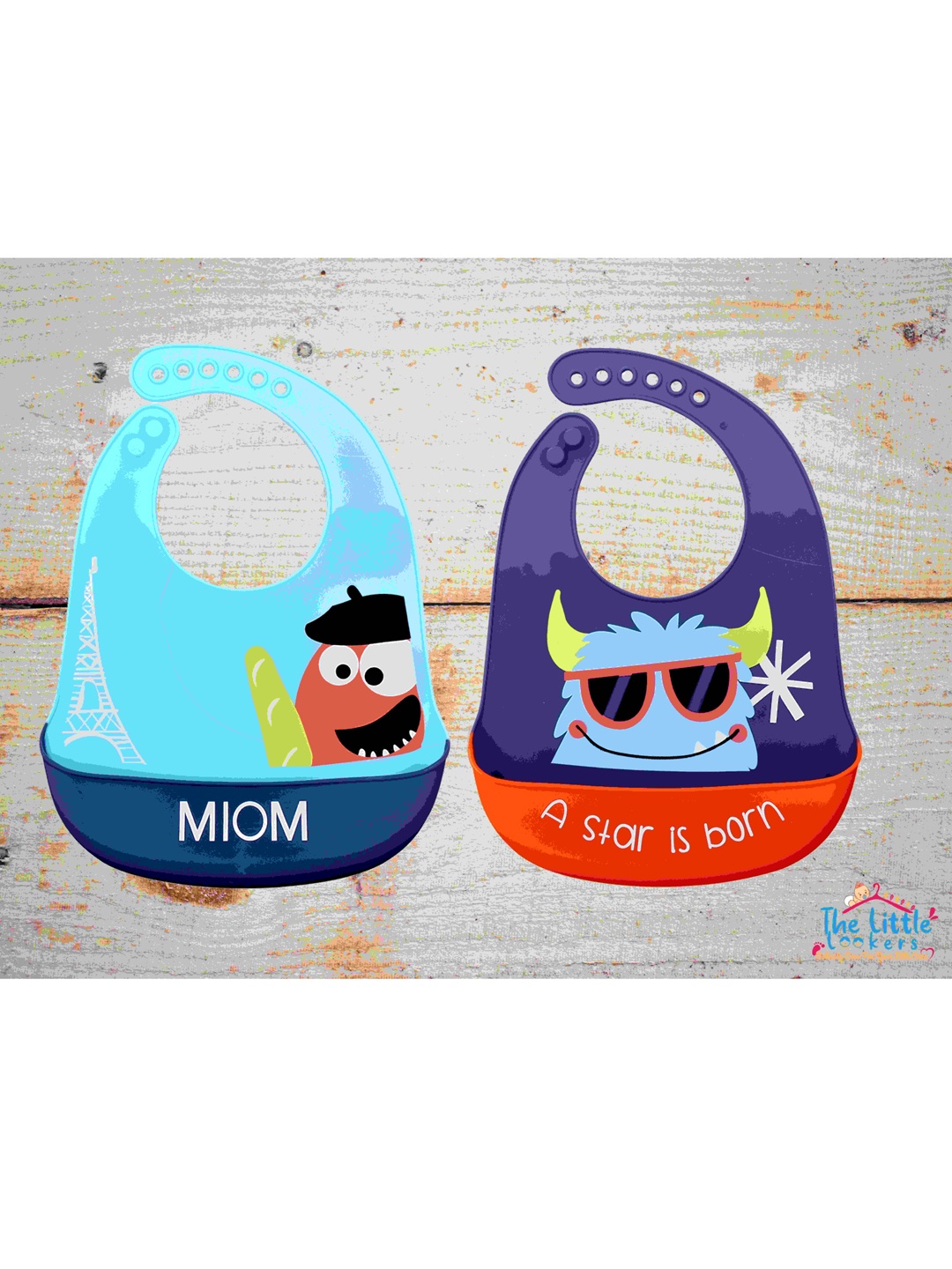 

The Little Lookers Infant Pack of 2 Printed Bibs, Navy blue