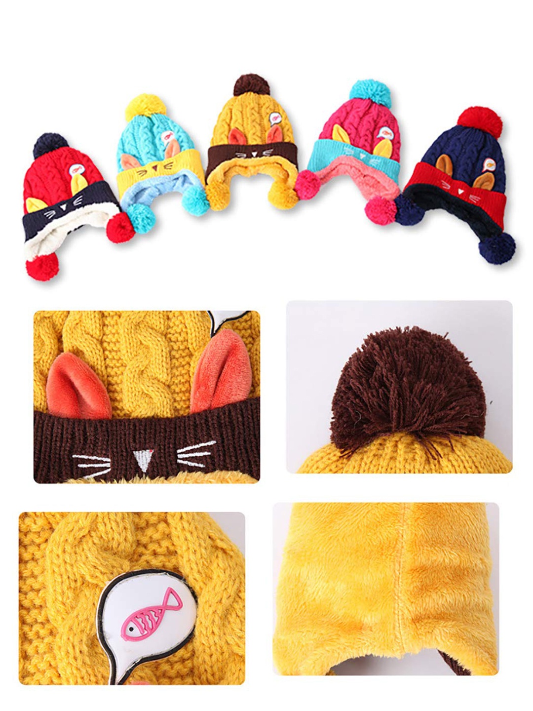 

SYGA Unisex Kids Yellow Colourblocked Beanie