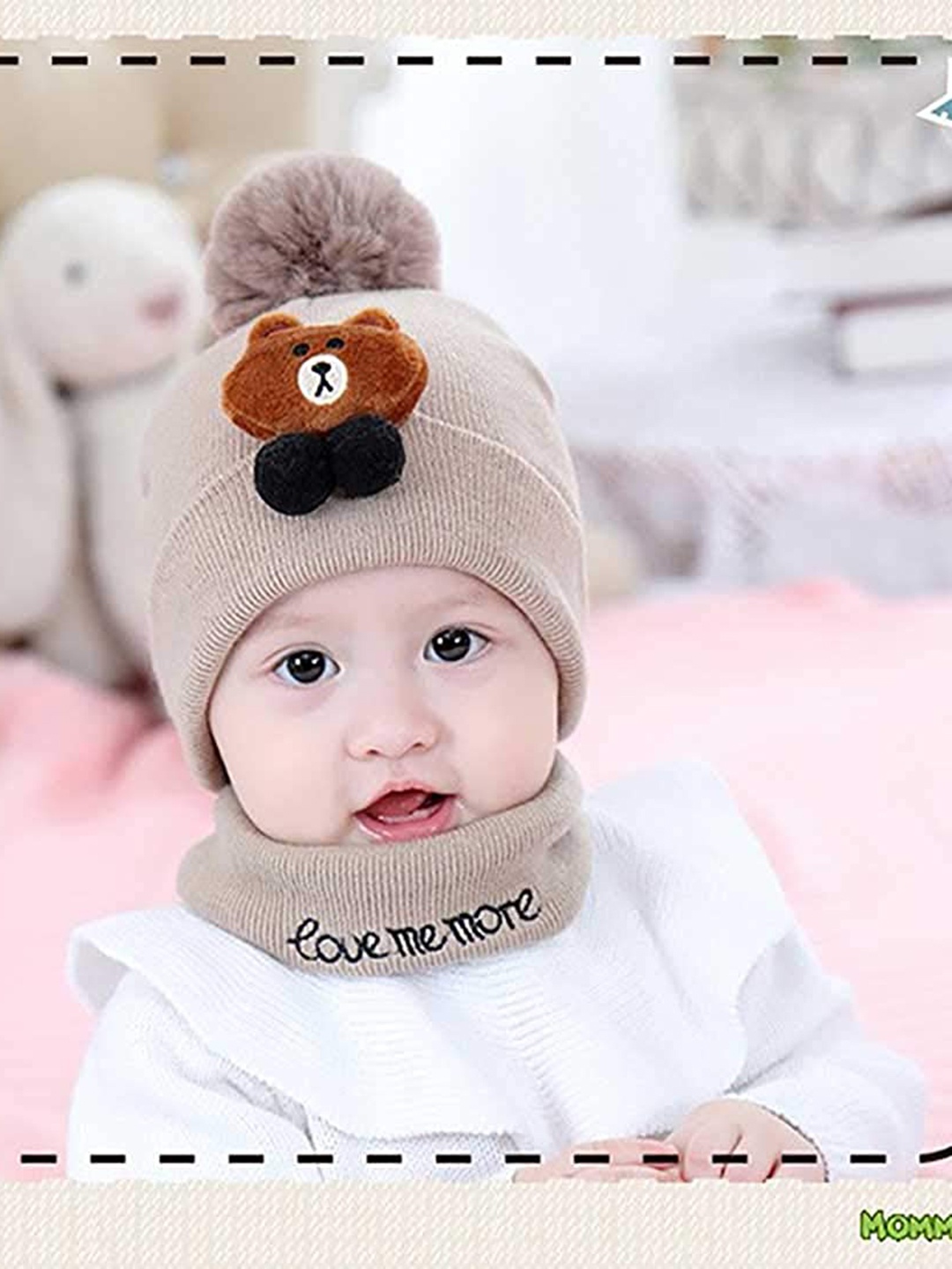 

SYGA Kids Self Design Cotton Beanie, Beige