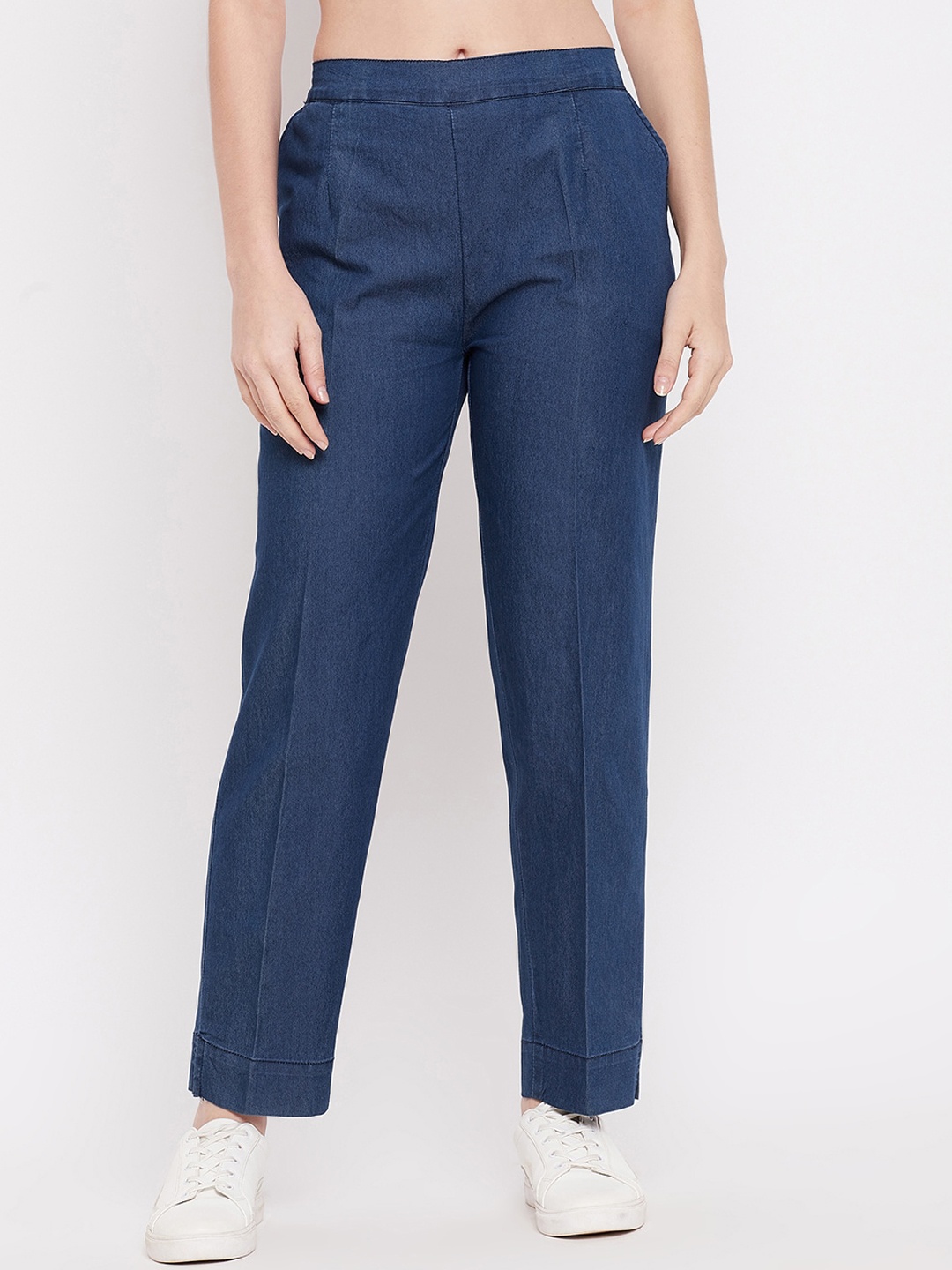

Clora Creation Women Navy Blue Smart Easy Wash Pleated Trousers