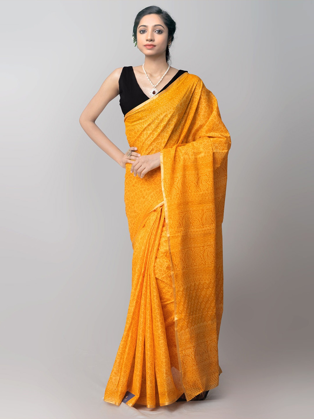 

Unnati Silks Orange Bagh Pure Cotton Superfine Handloom & Sustainable Venkatgiri Saree