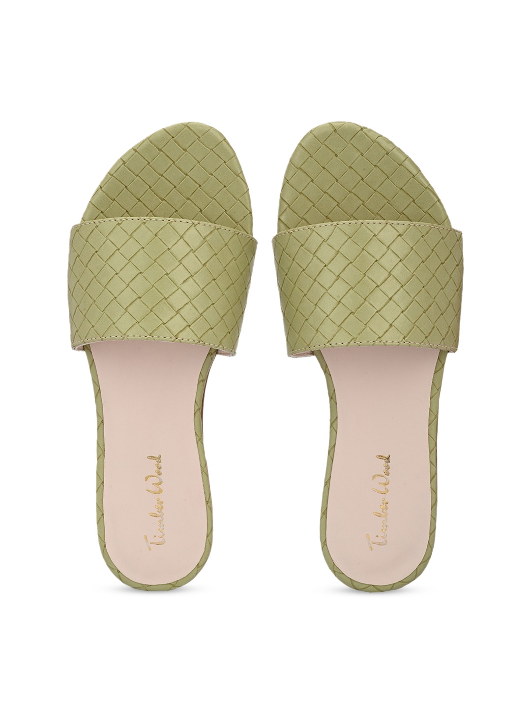 

TimberWood Women Olive Green Textured Open Toe Flats