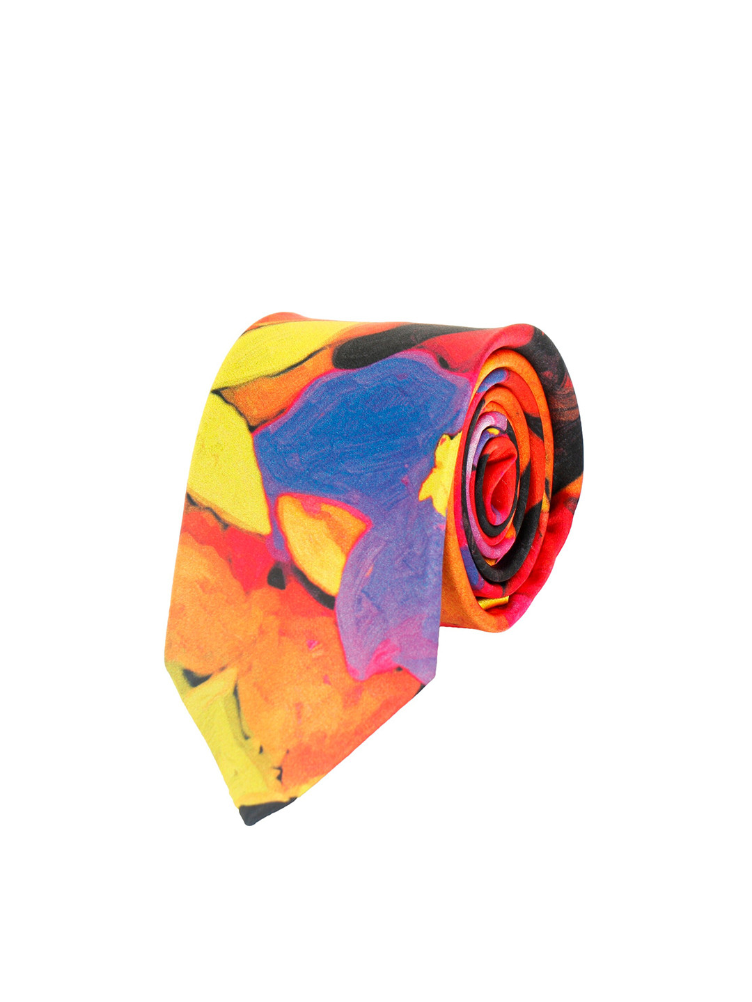 

Alvaro Castagnino Men Yellow & Violet Printed Silk Broad Tie