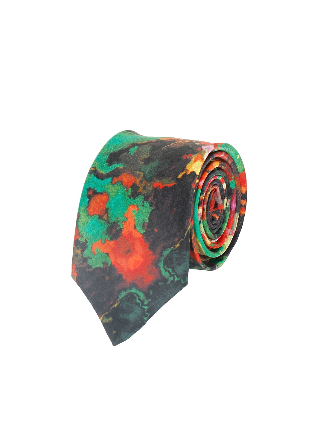 

Alvaro Castagnino Men Green & Orange Printed Skinny Tie