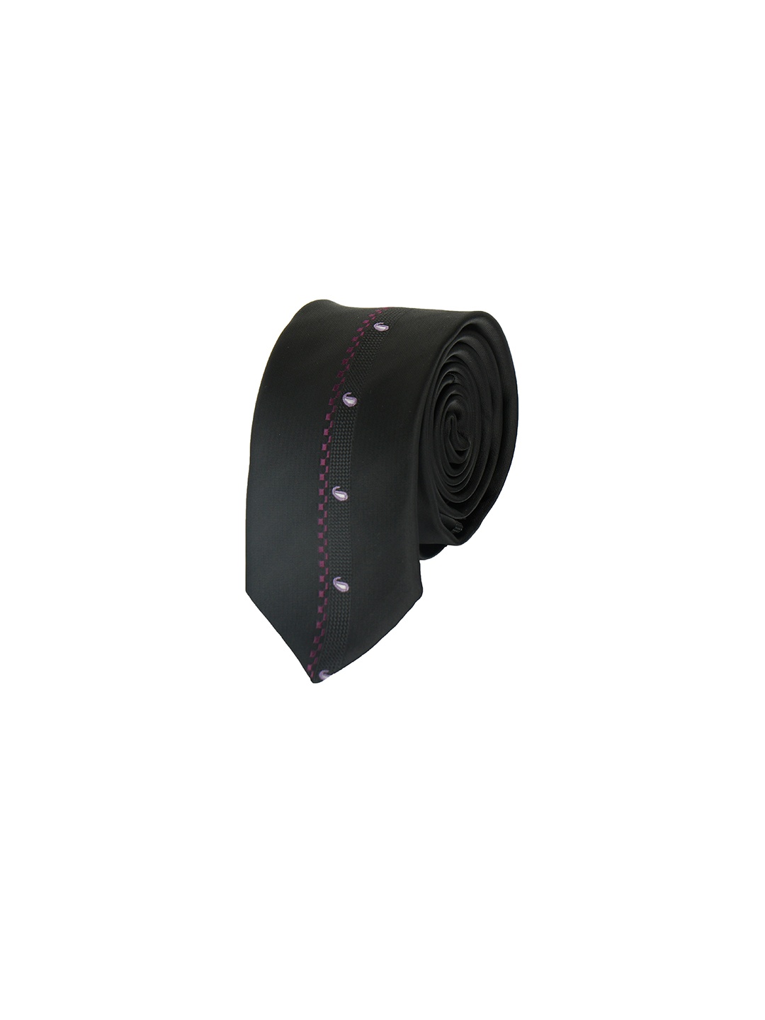 

Alvaro Castagnino Men Black & Purple Woven Design Skinny Tie
