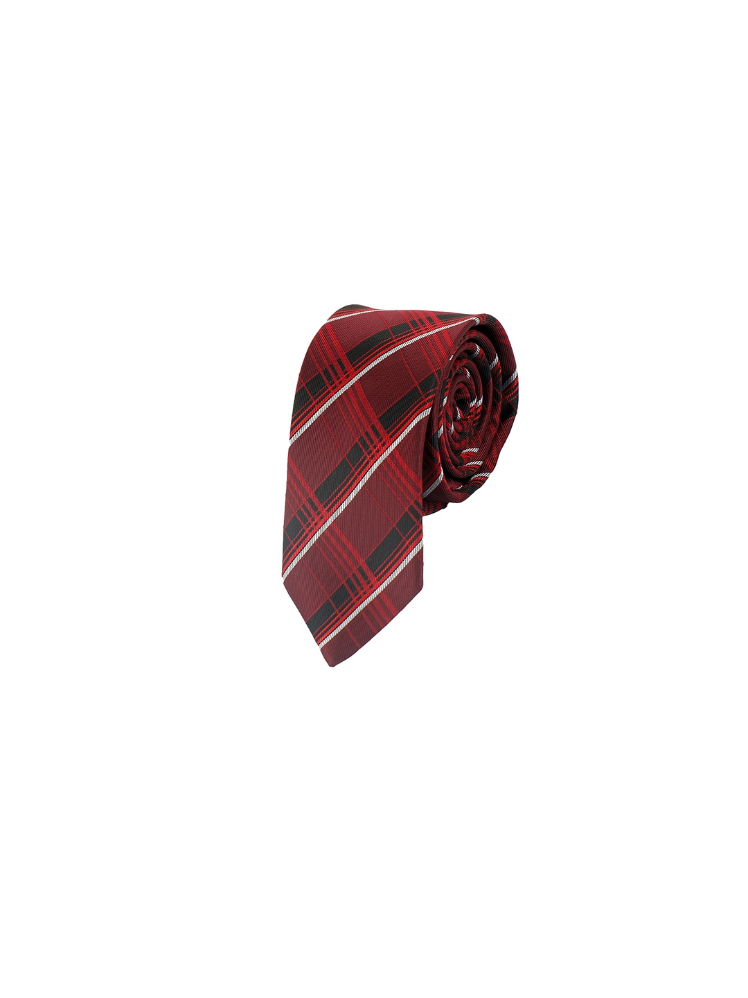 

Alvaro Castagnino Men Maroon & White Checked Skinny Tie