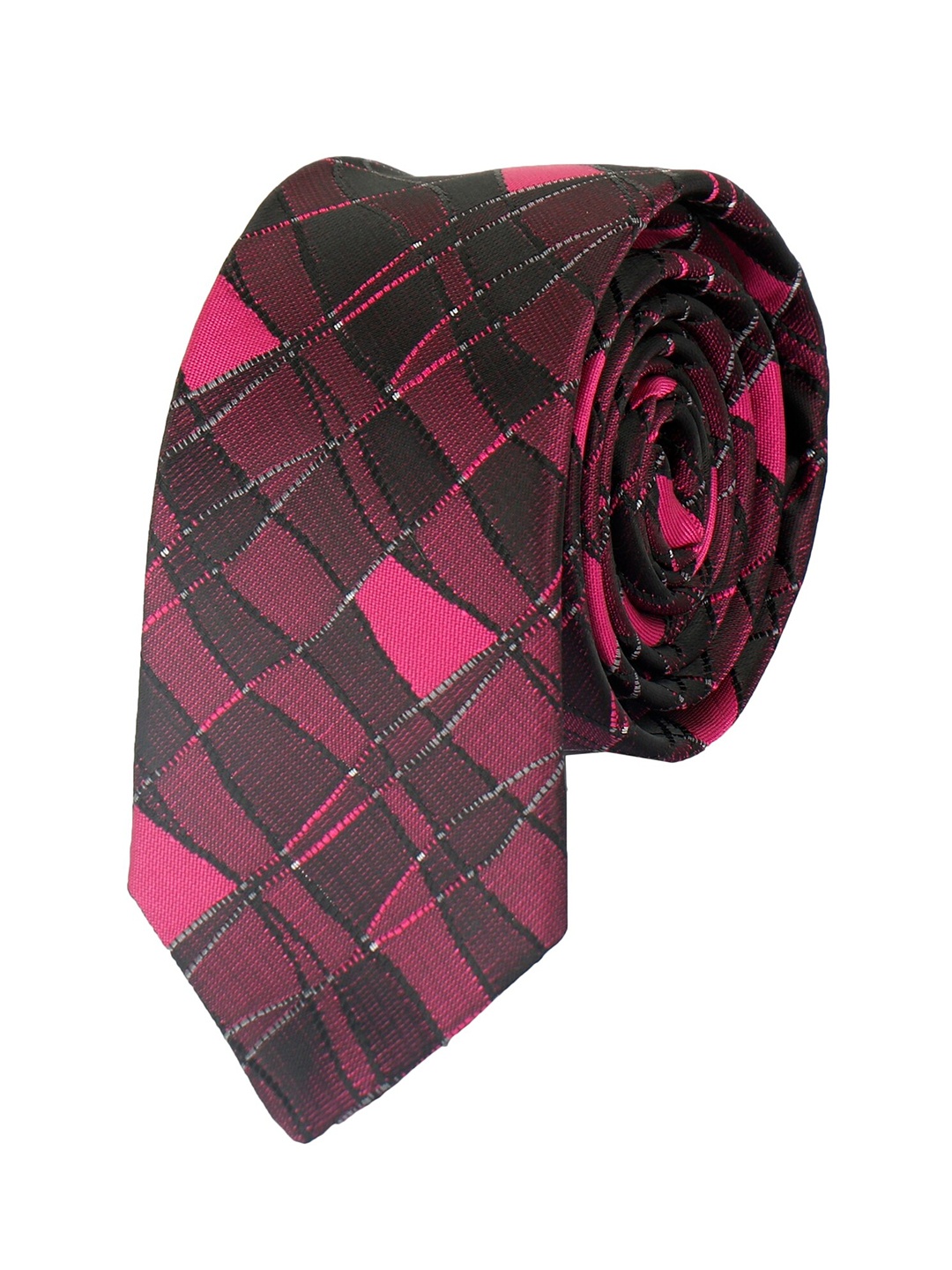 

Alvaro Castagnino Men Purple & Black Woven Design Micro-Fiber Skinny Tie