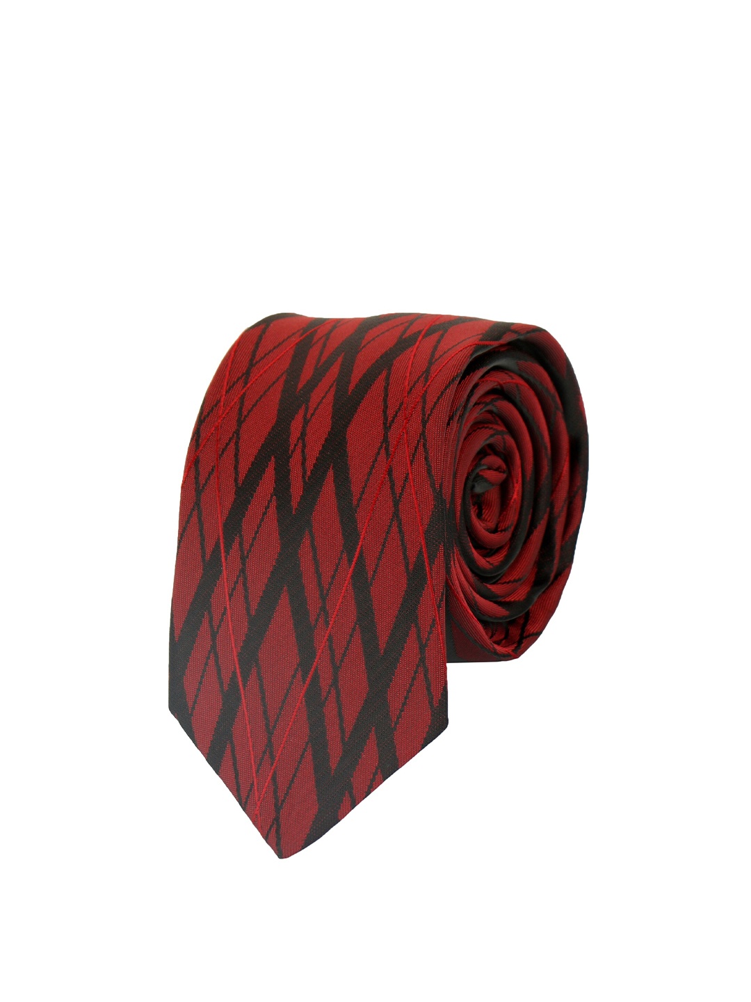 

Alvaro Castagnino Men Maroon & Black Checked Skinny Tie