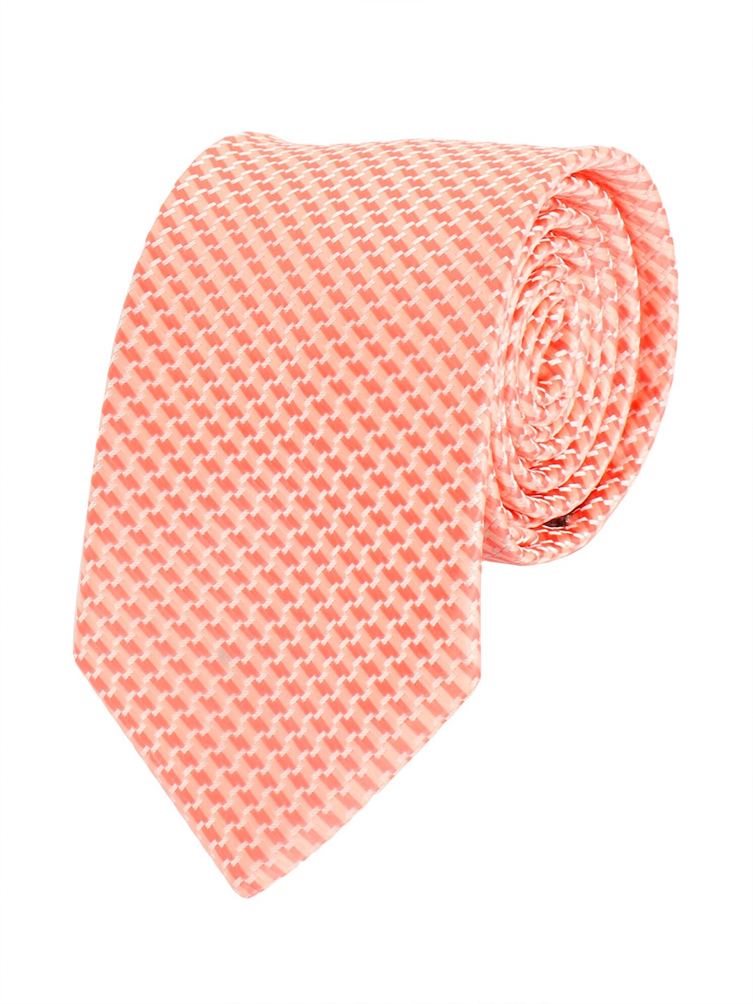 

Alvaro Castagnino Men Peach-Coloured & Orange Woven Design Broad Tie