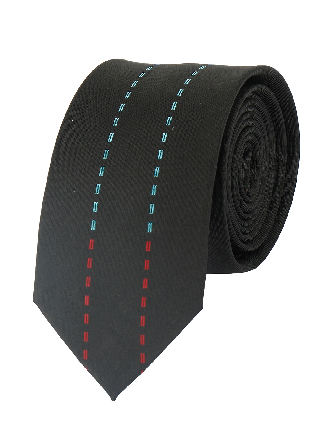 

Alvaro Castagnino Men Black & Red Woven Design Skinny Tie