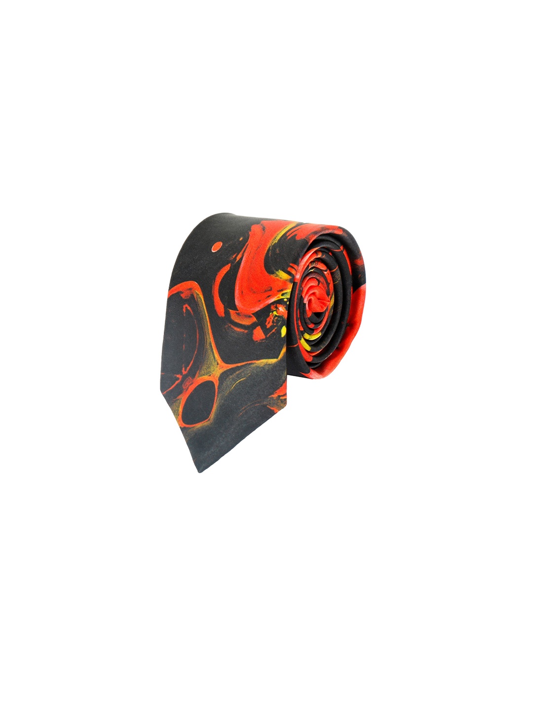 

Alvaro Castagnino Men Black & Red Printed Silk Skinny Tie
