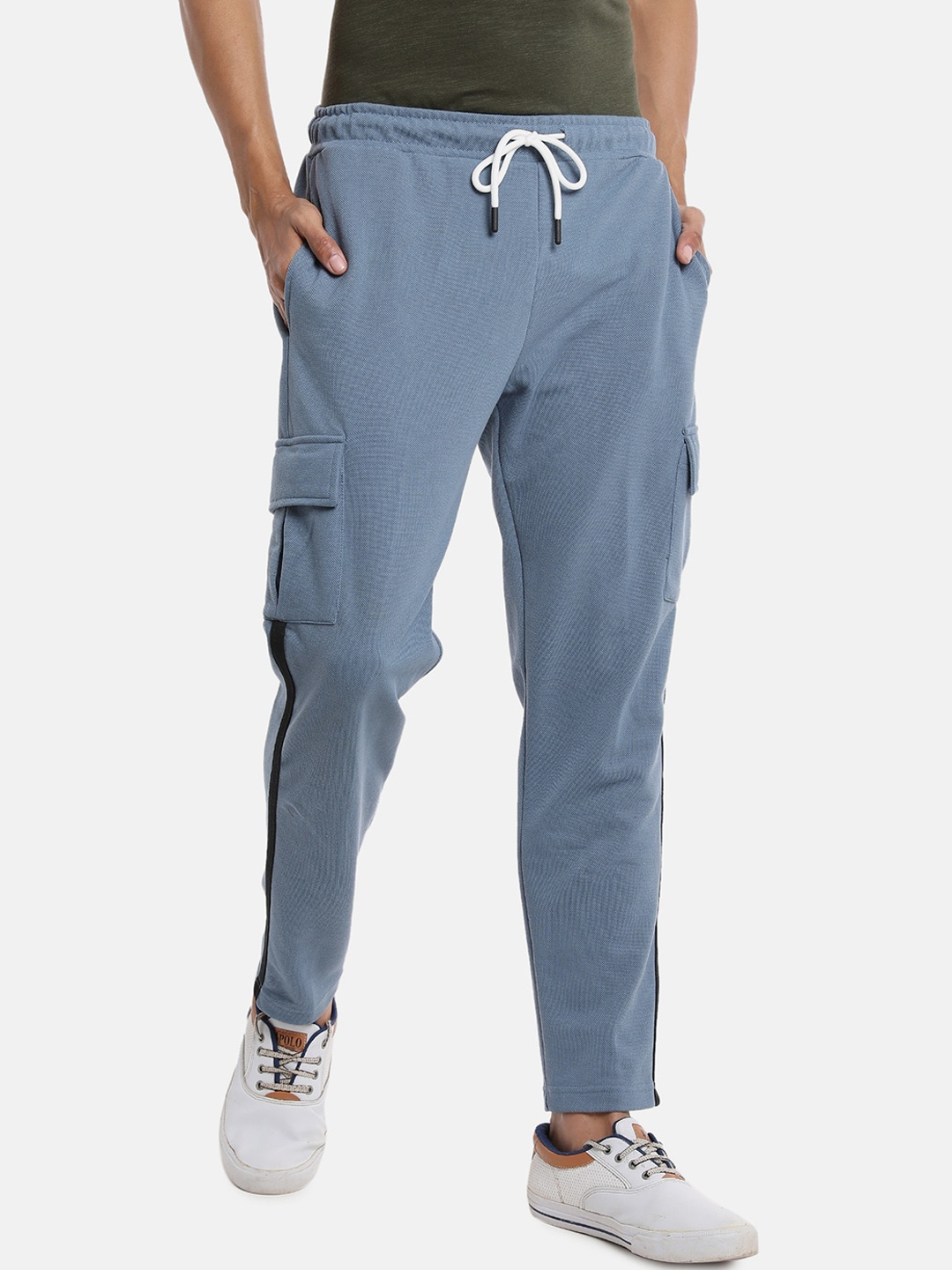 

Campus Sutra Men Blue Solid Cotton Track Pant