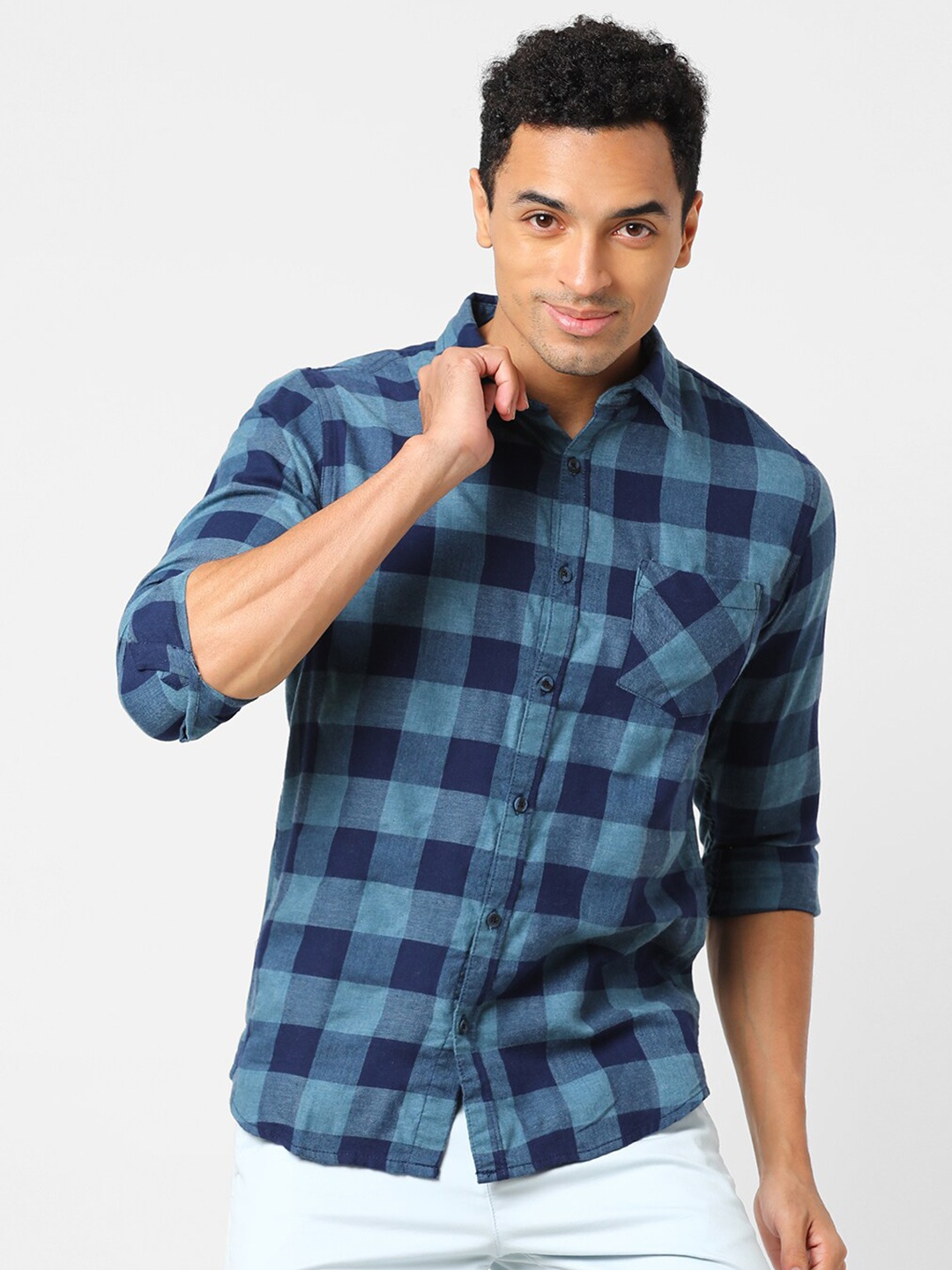 

Campus Sutra Men Green Classic Checked Casual Shirt
