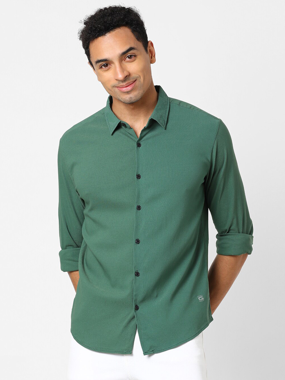 

Campus Sutra Men Green Classic Casual Shirt