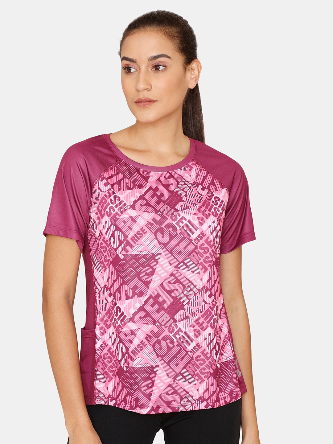 

Zelocity by Zivame Women Pink Typography Printed Training or Gym T-shirt
