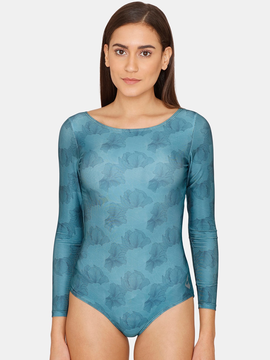 

Zelocity by Zivame Women Sea-Green Printed Body Suit