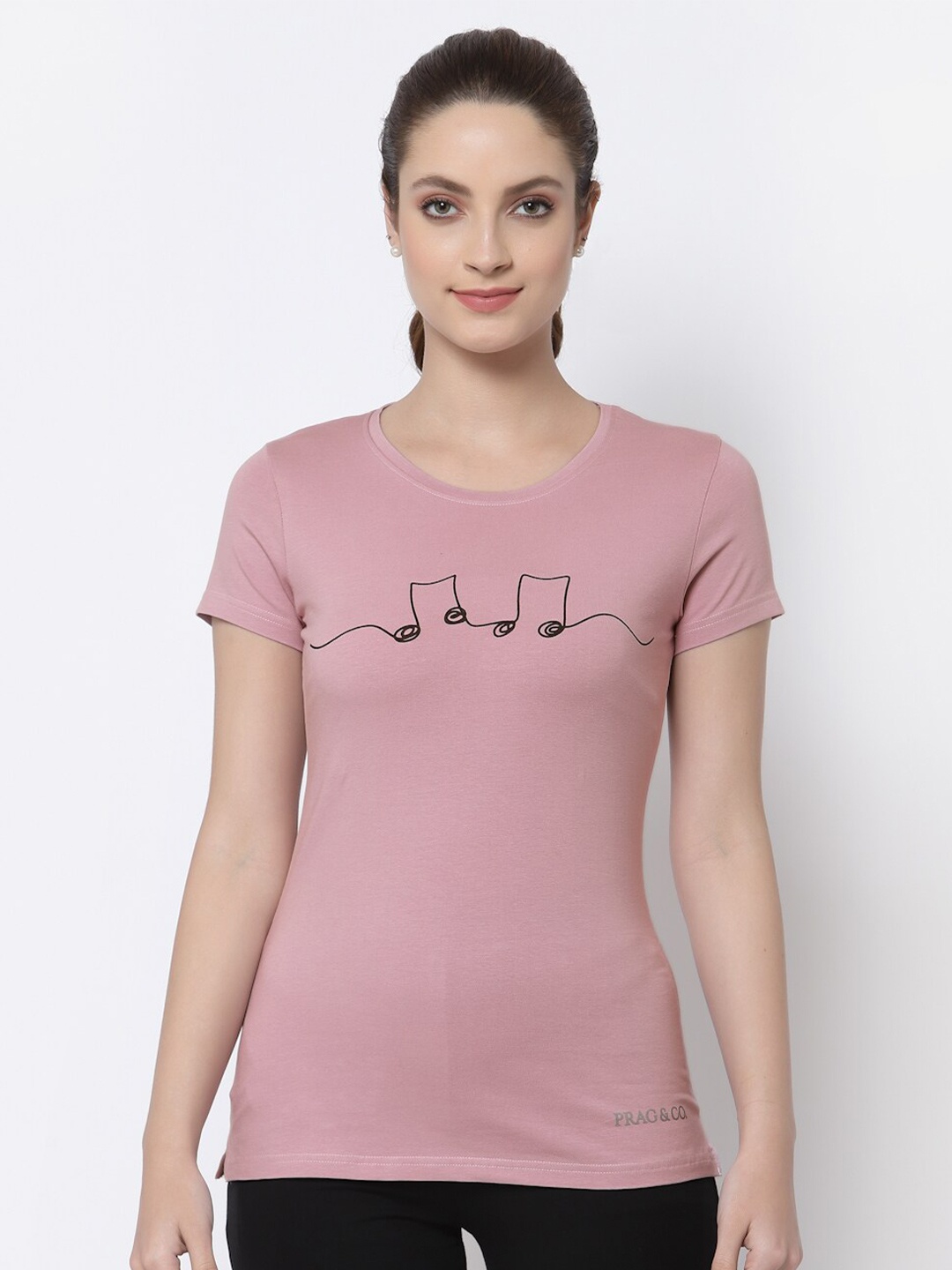 

Prag & Co Women Typography Antimicrobial T-shirt, Na