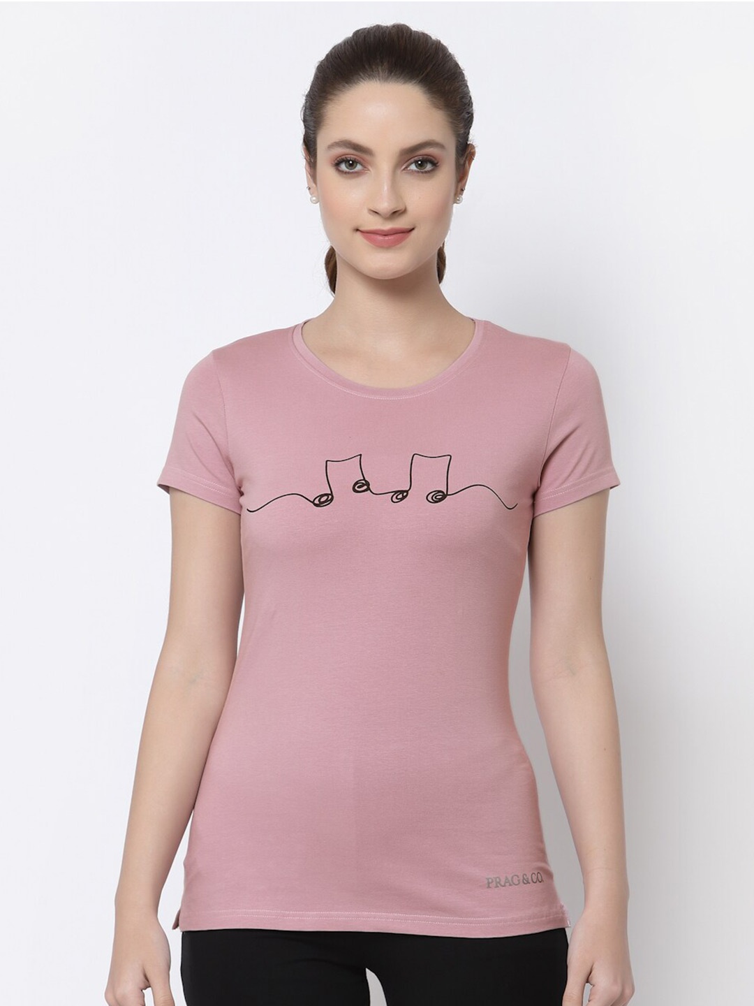 

Prag & Co Women Pink Typography Antimicrobial T-shirt