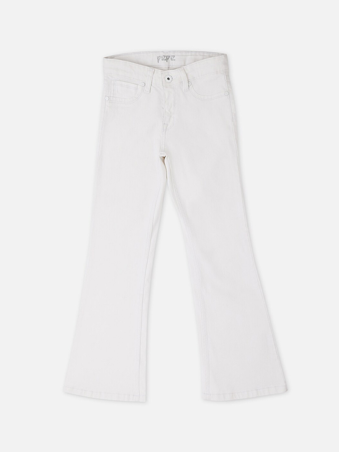 

Pepe Jeans Girls White Wide Leg High-Rise NonStretchable Jeans