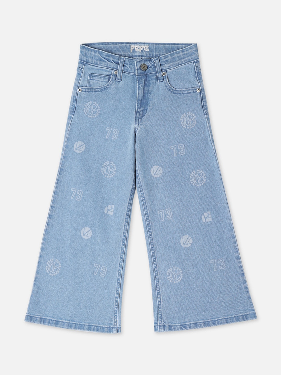 

Pepe Jeans Girls Blue Wide Leg High-Rise Light Fade Jeans