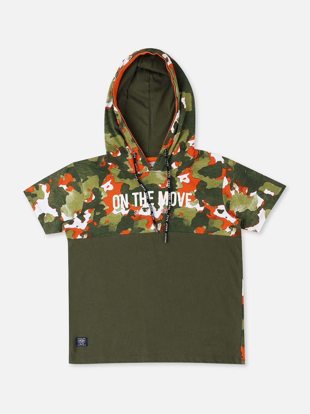 

Pepe Jeans Boys Olive Green Camouflage Printed T-shirt
