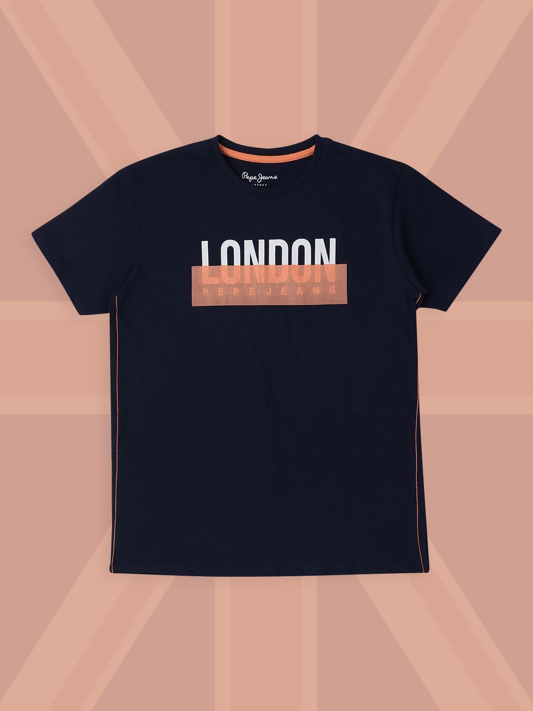 

Pepe Jeans Boys Navy Blue Typography Printed Applique T-shirt