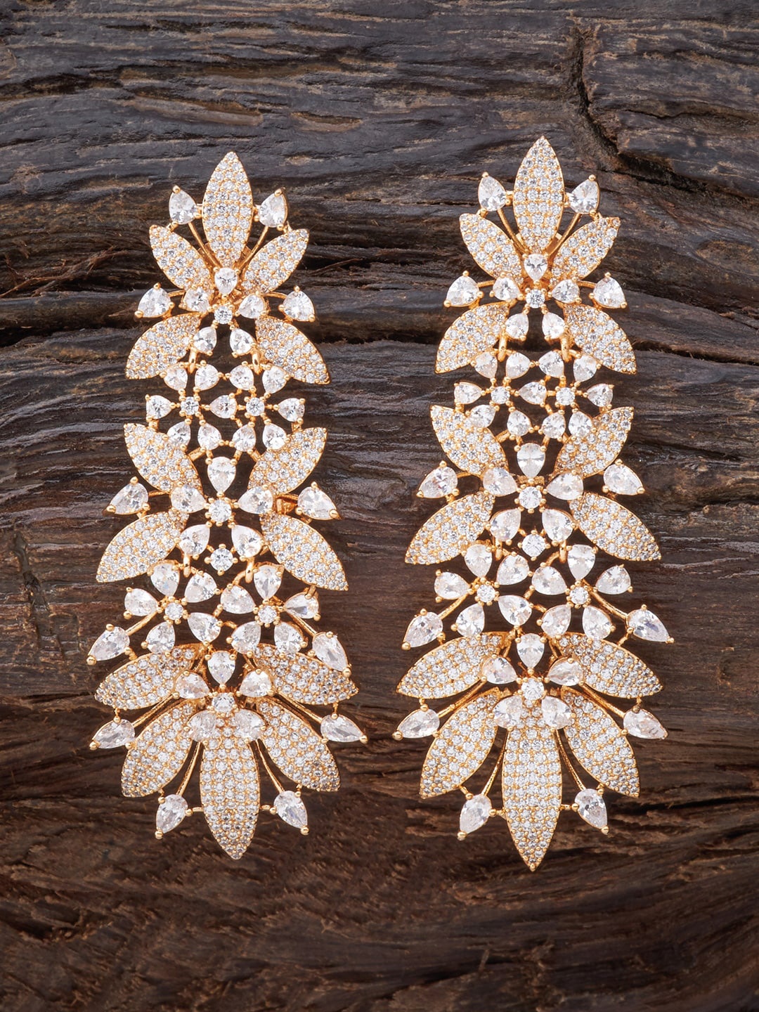 

Kushal's Fashion Jewellery Gold-Plated & White Floral Drop Earrings