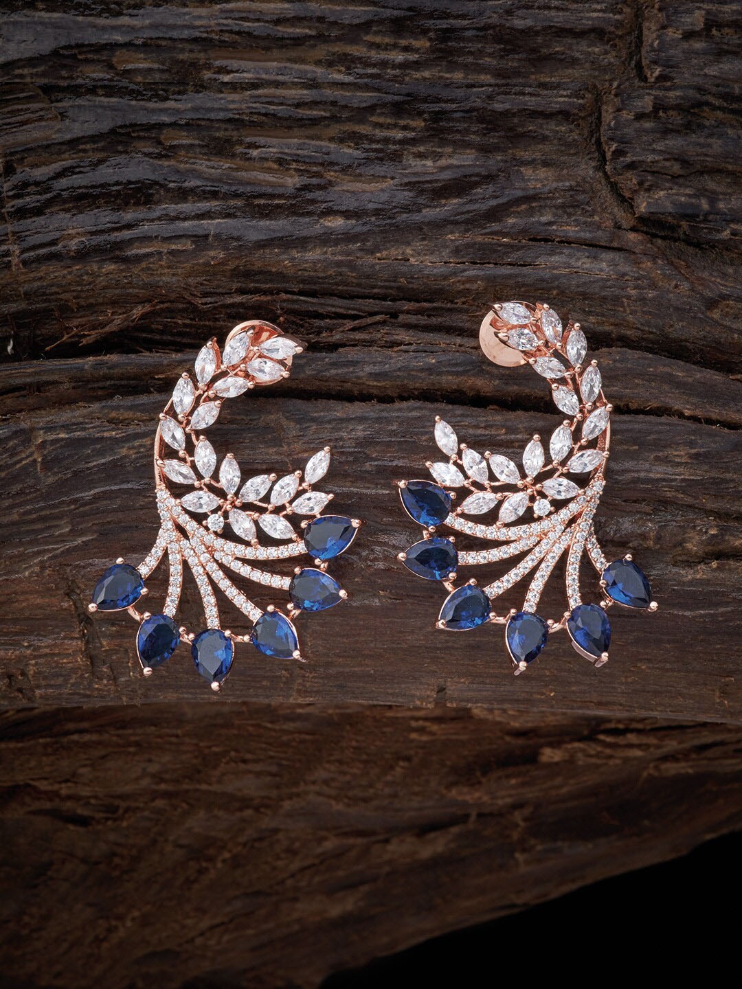 

Kushal's Fashion Jewellery Blue Floral Half Hoop Earrings