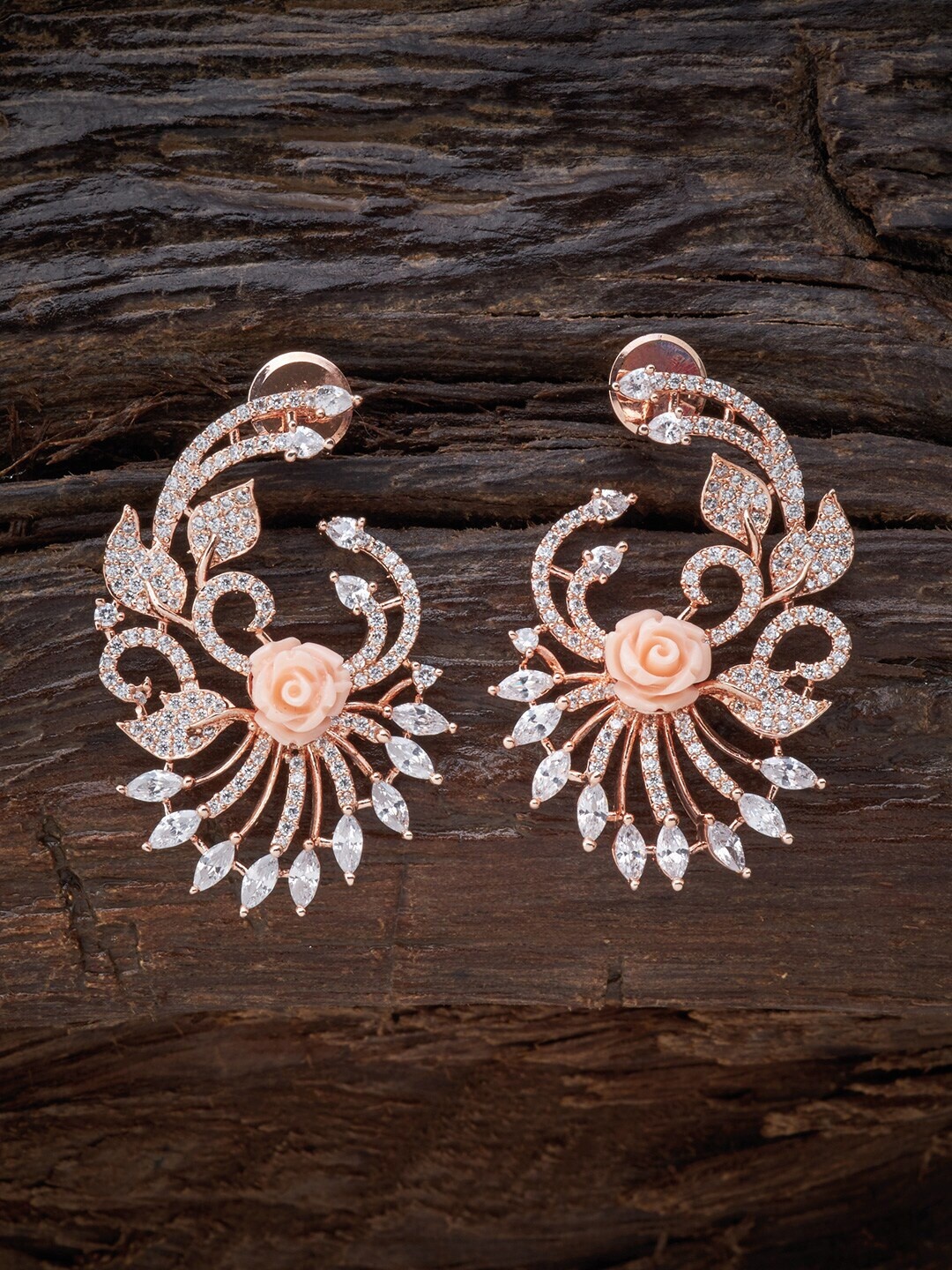 

Kushal's Fashion Jewellery Rose Gold & White Floral Drop Earrings