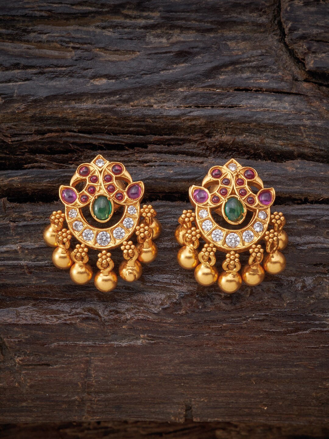 

Kushals Fashion Jewellery 92.5 Silver Gold-Toned Green Peacock Shaped Drop Earrings